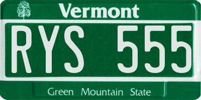 VT license plate RYS555
