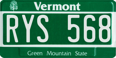 VT license plate RYS568