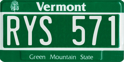 VT license plate RYS571