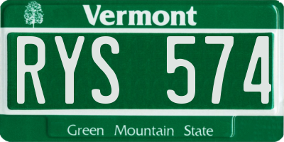 VT license plate RYS574