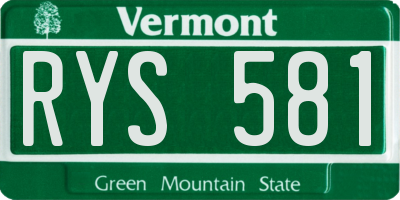 VT license plate RYS581