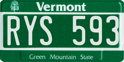 VT license plate RYS593