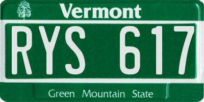 VT license plate RYS617