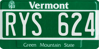 VT license plate RYS624