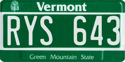 VT license plate RYS643