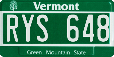 VT license plate RYS648