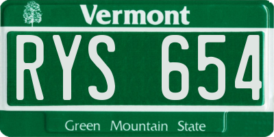 VT license plate RYS654