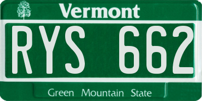 VT license plate RYS662