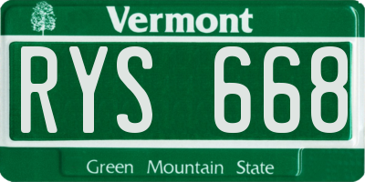 VT license plate RYS668