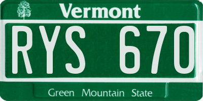 VT license plate RYS670