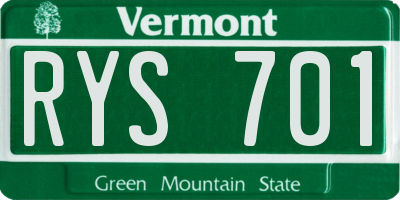 VT license plate RYS701