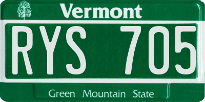 VT license plate RYS705