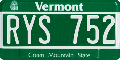 VT license plate RYS752
