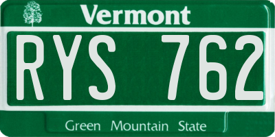 VT license plate RYS762