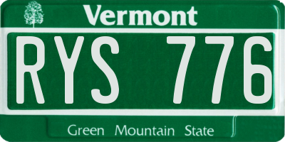 VT license plate RYS776