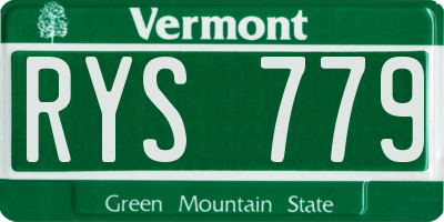 VT license plate RYS779