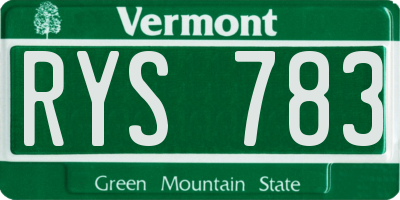 VT license plate RYS783