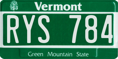 VT license plate RYS784