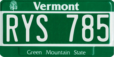 VT license plate RYS785