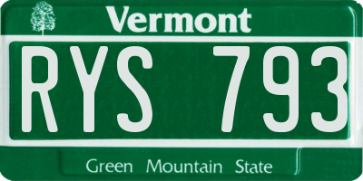 VT license plate RYS793