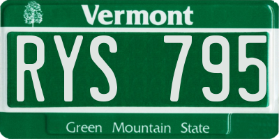 VT license plate RYS795