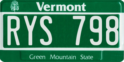 VT license plate RYS798