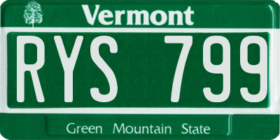 VT license plate RYS799