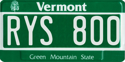 VT license plate RYS800