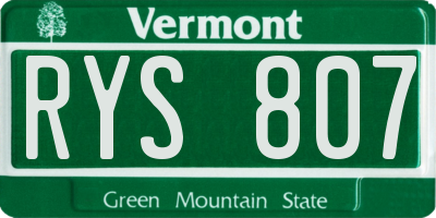 VT license plate RYS807