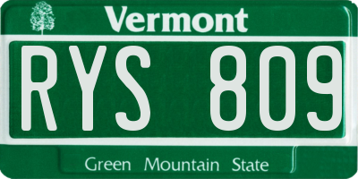 VT license plate RYS809