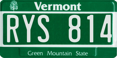 VT license plate RYS814