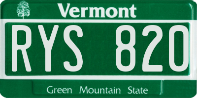 VT license plate RYS820