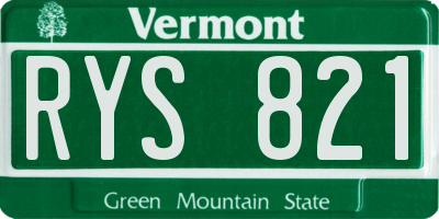 VT license plate RYS821