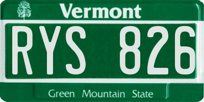 VT license plate RYS826