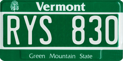 VT license plate RYS830