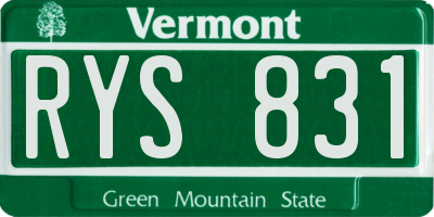 VT license plate RYS831