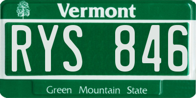 VT license plate RYS846