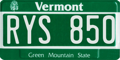 VT license plate RYS850