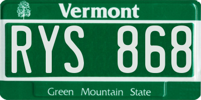 VT license plate RYS868