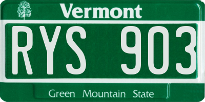 VT license plate RYS903