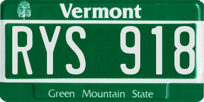 VT license plate RYS918
