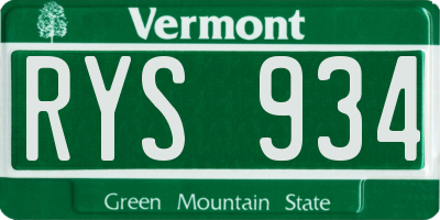 VT license plate RYS934