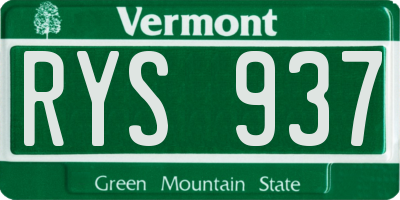 VT license plate RYS937