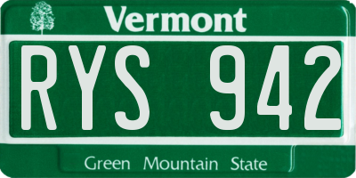VT license plate RYS942