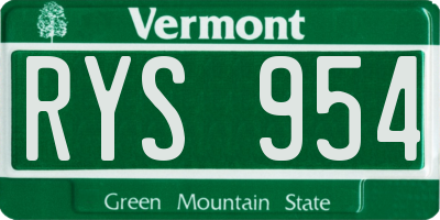 VT license plate RYS954