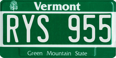 VT license plate RYS955