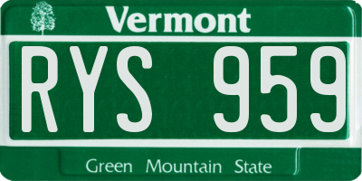 VT license plate RYS959