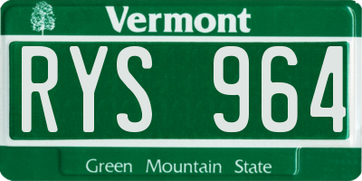VT license plate RYS964