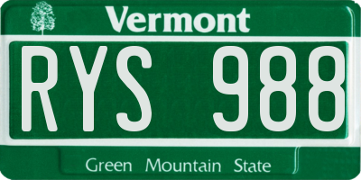 VT license plate RYS988