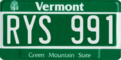 VT license plate RYS991